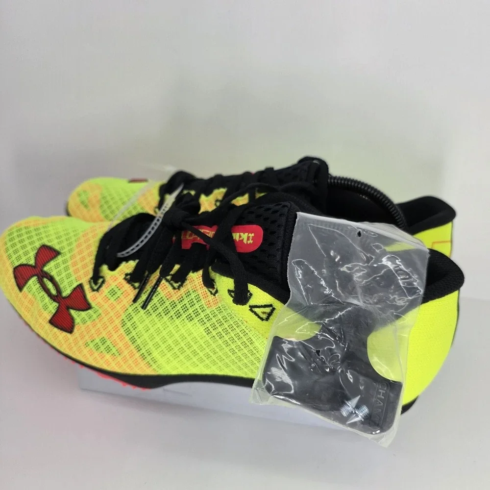 Under Armour Kick Distance 3 Track Spikes Mens 12 Yellow Black Running Shoes